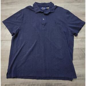 Polo Ralph Lauren Polo Shirt Mens XL/TG Blue W/ Dots Custom Slim Fit Touch Pony
